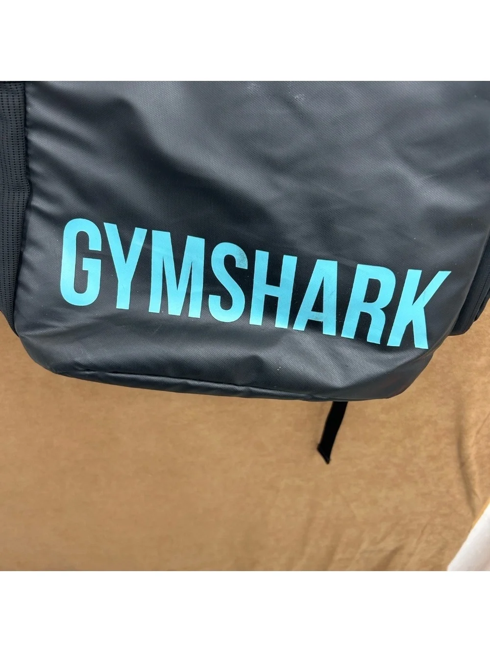 Gymshark Black Backpack with Blue Logo